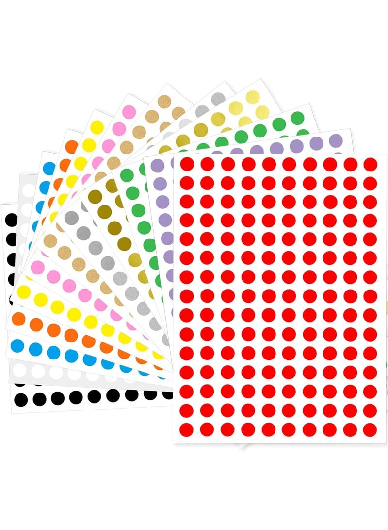 12 ملصقات نقطة ملونة ، ملصقات ملونة ، ملصقات دائرية ذات لون صلب ، تستخدم للتلوين والوسم وتنظيم - Image 1